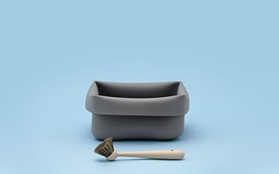 Washing Up bowl Grey on blue